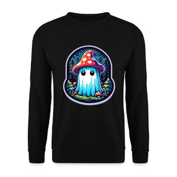 Cottagecore Aesthetic Ghost Mushroom Hat - Unisex Sweatshirt - black - Front - Alina (178cm) & Michal (187cm)