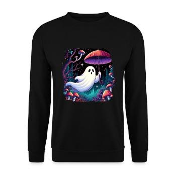 Cottagecore Ghost Mushroom Umbrella Aesthetic - Unisex Sweatshirt - black - Front - Alina (178cm) & Michal (187cm)