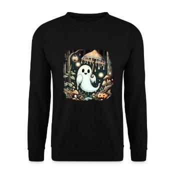 Cottagecore Goblincore Ghost Mushroom Aesthetic - Unisex Sweatshirt - black - Front - Alina (178cm) & Michal (187cm)