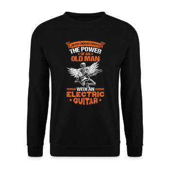 Rock and Roll Alter Gitarrist E-Gitarre - Unisex Pullover - Schwarz - Vorne - Alina (178cm) & Michal (187cm)
