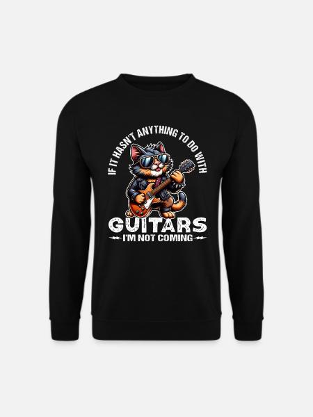Gitarre Katze Gitarrist Rockmusik - Unisex Pullover - Schwarz