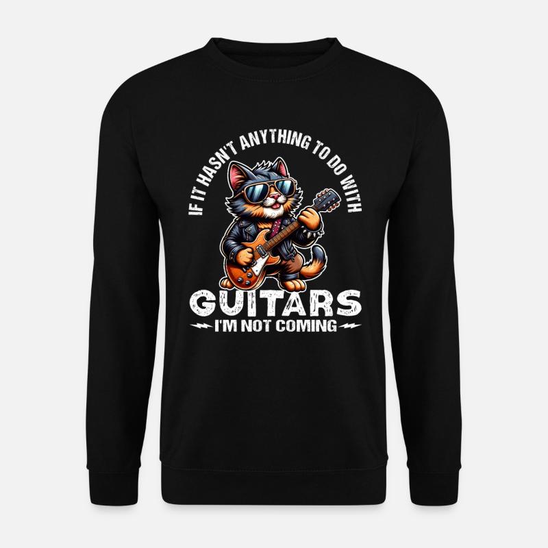 Gitarre Katze Gitarrist Rockmusik - Unisex Pullover - Schwarz