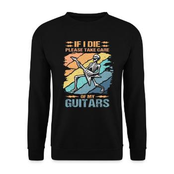 Gitarre Lustiger Gitarrist Rock Gitarrenlehrer - Unisex Pullover - Schwarz - Vorne - Alina (178cm) & Michal (187cm)