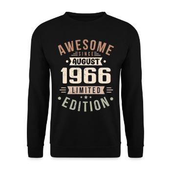 Août 1966 Anniversaire en Août 1966 Millésime 1966 - Sweat-shirt Unisexe - noir - Devant - Alina (178cm) & Michal (187cm)