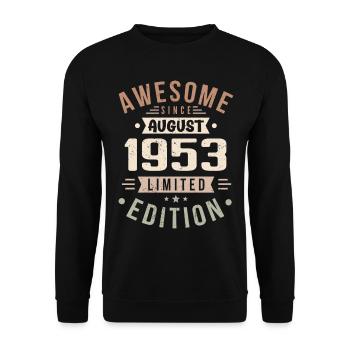 Août 1953 Anniversaire en Août 1953 Millésime 1953 - Sweat-shirt Unisexe - noir - Devant - Alina (178cm) & Michal (187cm)