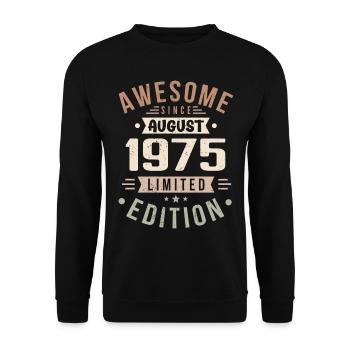 Août 1975 Anniversaire en Août 1975 Millésime 1975 - Sweat-shirt Unisexe - noir - Devant - Alina (178cm) & Michal (187cm)