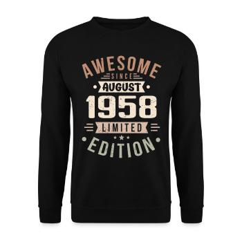 Août 1958 Anniversaire en Août 1958 Millésime 1958 - Sweat-shirt Unisexe - noir - Devant - Alina (178cm) & Michal (187cm)