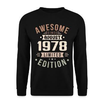 August 1978 Geburtstag im August 1978 Vintage 1978 - Unisex Pullover - Schwarz - Vorne - Alina (178cm) & Michal (187cm)