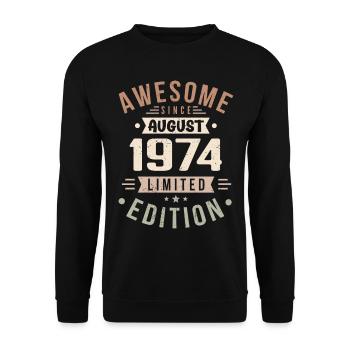 Août 1974 Anniversaire en Août 1974 Millésime 1974 - Sweat-shirt Unisexe - noir - Devant - Alina (178cm) & Michal (187cm)