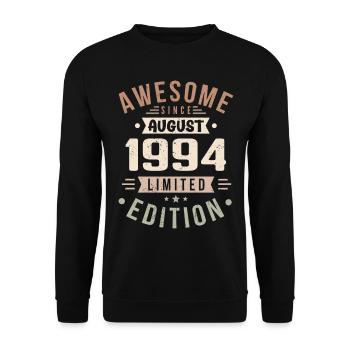 Août 1994 Anniversaire en Août 1994 Millésime 1994 - Sweat-shirt Unisexe - noir - Devant - Alina (178cm) & Michal (187cm)