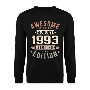 Août 1993 Anniversaire en août 1993 Millésime 1993 - Sweat-shirt Unisexe - noir - Devant - Alina (178cm) & Michal (187cm)
