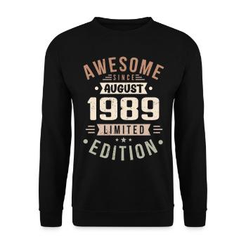 Août 1989 Anniversaire en Août 1989 Millésime 1989 - Sweat-shirt Unisexe - noir - Devant - Alina (178cm) & Michal (187cm)