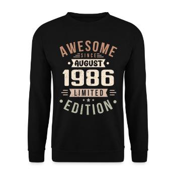 August 1986 Geburtstag im August 1986 Vintage 1986 - Unisex Pullover - Schwarz - Vorne - Alina (178cm) & Michal (187cm)
