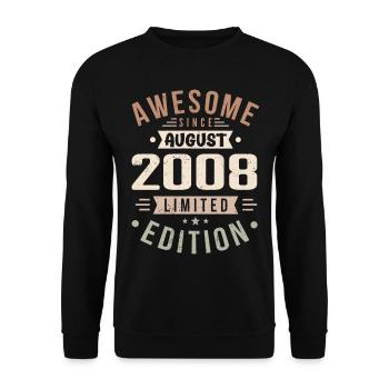 Août 2008 Anniversaire en Août 2008 Millésime 2008 - Sweat-shirt Unisexe - noir - Devant - Alina (178cm) & Michal (187cm)