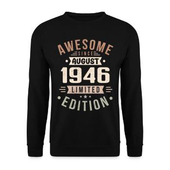 August 1946 Geburtstag im August 1946 Vintage 1946 - Unisex Pullover - Schwarz - Vorne - Alina (178cm) & Michal (187cm)