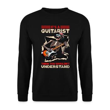 Gitarristen Ding Gitarre Gitarrenlehrer - Unisex Pullover - Schwarz - Vorne - Alina (178cm) & Michal (187cm)