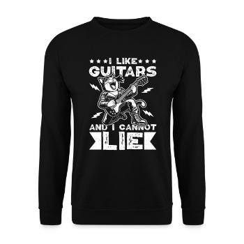 guitarist cat guitar player - Unisex Sweatshirt - black - Front - Alina (178cm) & Michal (187cm)