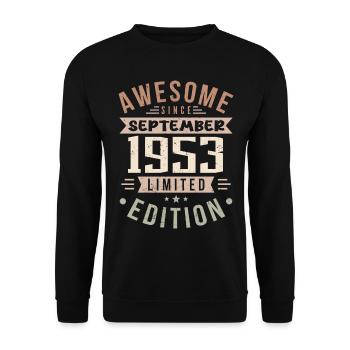 1953 September Geburtstag Geboren September 1953 - Unisex Pullover - Schwarz - Vorne - Alina (178cm) & Michal (187cm)