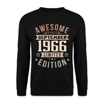 1966 September Birthday Born September 1966 - Unisex Sweatshirt - black - Front - Alina (178cm) & Michal (187cm)