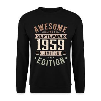 1959 Septembre Anniversaire Né en septembre 1959 - Sweat-shirt Unisexe - noir - Devant - Alina (178cm) & Michal (187cm)