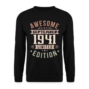1941 Septembre Anniversaire Né en septembre 1941 - Sweat-shirt Unisexe - noir - Devant - Alina (178cm) & Michal (187cm)