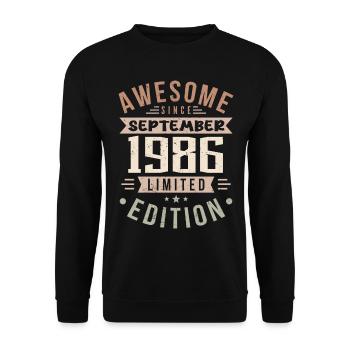 1986 September Birthday Born September 1986 - Unisex Sweatshirt - black - Front - Alina (178cm) & Michal (187cm)