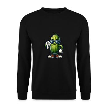 Saure Gurke Salatgurke Daumen runter - Unisex Pullover - Schwarz - Vorne - Alina (178cm) & Michal (187cm)