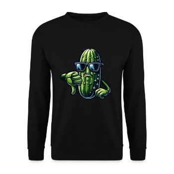 Daumen runter Saure Gurke Salatgurke - Unisex Pullover - Schwarz - Vorne - Alina (178cm) & Michal (187cm)