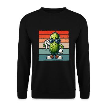 Saure Gurke Retro Salatgurke Daumen runter - Unisex Pullover - Schwarz - Vorne - Alina (178cm) & Michal (187cm)