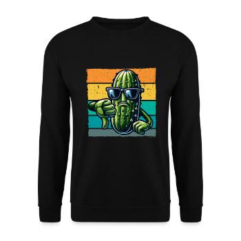 Saure Gurke Retro Salatgurke Daumen runter - Unisex Pullover - Schwarz - Vorne - Alina (178cm) & Michal (187cm)