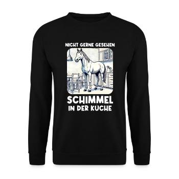 Pferde Schimmel Reiter Lustig Pferdeliebhaber - Unisex Pullover - Schwarz - Vorne - Alina (178cm) & Michal (187cm)