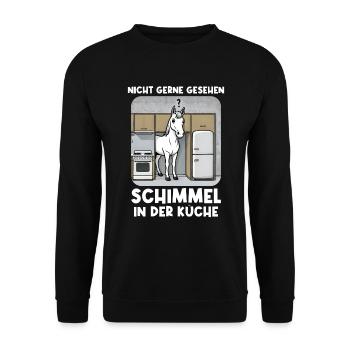 Schimmel Pferd Reiter Pferdeliebhaber - Unisex Pullover - Schwarz - Vorne - Alina (178cm) & Michal (187cm)