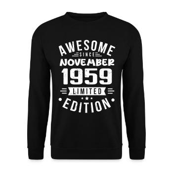 November 1959 Geschenkidee Legende November 1959 - Unisex Pullover - Schwarz - Vorne - Alina (178cm) & Michal (187cm)