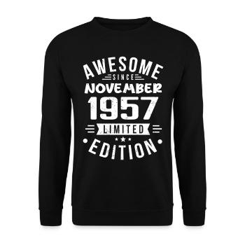 November 1957 Geschenkidee Legende November 1957 - Unisex Pullover - Schwarz - Vorne - Alina (178cm) & Michal (187cm)