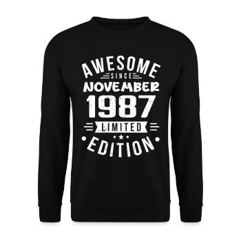 Novembre 1987 Idée Cadeau Légende Novembre 1987 - Sweat-shirt Unisexe - noir - Devant - Alina (178cm) & Michal (187cm)