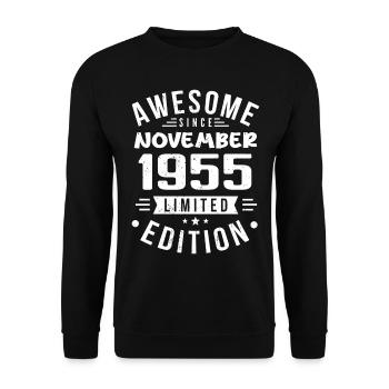 November 1955 Geschenkidee Legende November 1955 - Unisex Pullover - Schwarz - Vorne - Alina (178cm) & Michal (187cm)