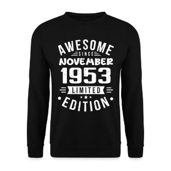 November 1953 Geschenkidee Legende November 1953 - Unisex Pullover - Schwarz - Vorne - Alina (178cm) & Michal (187cm)