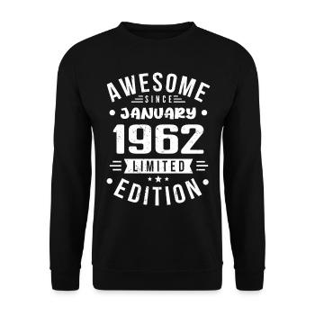 January 1962 - birthday January 1962 I January 1962 - Unisex Sweatshirt - black - Front - Alina (178cm) & Michal (187cm)