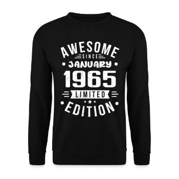 Janvier 1965 - Anniversaire Janvier 1965 I Janvier 1965 - Sweat-shirt Unisexe - noir - Devant - Alina (178cm) & Michal (187cm)