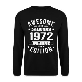 Janvier 1972 - anniversaire Janvier 1972 I Janvier 1972 - Sweat-shirt Unisexe - noir - Devant - Alina (178cm) & Michal (187cm)