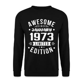 Januar 1973 - Geburtstag Januar 1973 I Januar 1973 - Unisex Pullover - Schwarz - Vorne - Alina (178cm) & Michal (187cm)