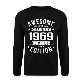 Januar 1969 - Geburtstag Januar 1969 I Januar 1969 - Unisex Pullover - Schwarz - Vorne - Alina (178cm) & Michal (187cm)