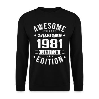 Januar 1981 - Geburtstag Januar 1981 I Januar 1981 - Unisex Pullover - Schwarz - Vorne - Alina (178cm) & Michal (187cm)