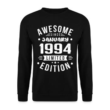 January 1994 - Birthday January 1994 I January 1994 - Unisex Sweatshirt - black - Front - Alina (178cm) & Michal (187cm)