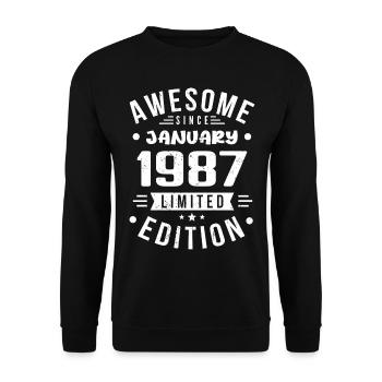 Janvier 1987 - Anniversaire Janvier 1987 I Janvier 1987 - Sweat-shirt Unisexe - noir - Devant - Alina (178cm) & Michal (187cm)