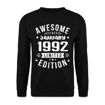 Janvier 1992 - Anniversaire Janvier 1992 I Janvier 1992 - Sweat-shirt Unisexe - noir - Devant - Alina (178cm) & Michal (187cm)