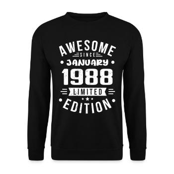 January 1988 - Birthday January 1988 I January 1988 - Unisex Sweatshirt - black - Front - Alina (178cm) & Michal (187cm)