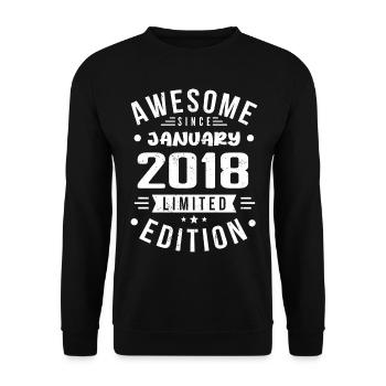 Januar 2018 - Geburtstag Januar 2018 I Januar 2018 - Unisex Pullover - Schwarz - Vorne - Alina (178cm) & Michal (187cm)