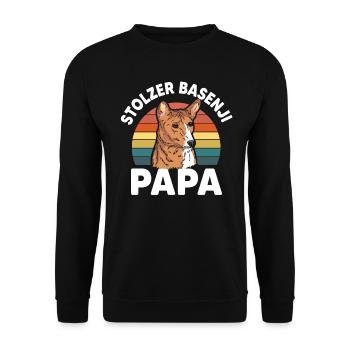 Proud Basenji Papa – Retro Dog Lover Gift - Unisex Sweatshirt - black - Front - Alina (178cm) & Michal (187cm)