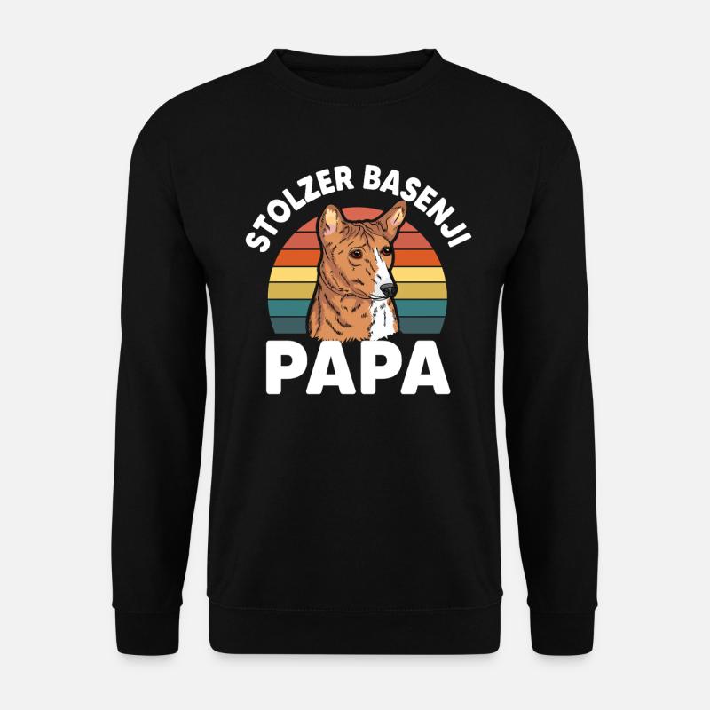 Stolzer Basenji Papa – Retro Hundeliebhaber Geschenk - Unisex Pullover - Schwarz